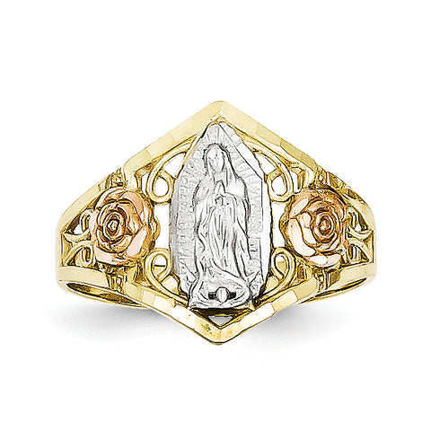 10k Two-tone & Rhodium Our Lady of Guadalupe Ring 10C1288 - shirin-diamonds