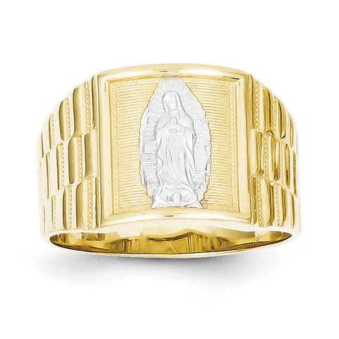 10k & Rhodium Men's Our Lady of Guadalupe Ring 10C1294 - shirin-diamonds