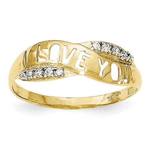 10k CZ I Love You Ring 10C1339 - shirin-diamonds
