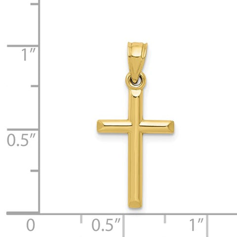 10k Polished Hollow Cross Pendant 10C1344