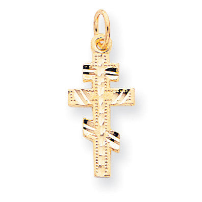10k Solid Flat-Backed Eastern Orthodox Cross Pendant 10C283 - shirin-diamonds
