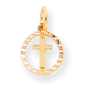 10k Solid Flat-Backed Cross in Circle for Eternal Life Charm