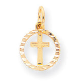 10k Solid Flat-Backed Cross in Circle for Eternal Life Charm 10C296 - shirin-diamonds