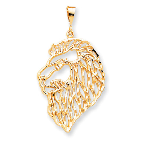 10k Solid Diamond-cut Lions Head Charm 10C579 - shirin-diamonds