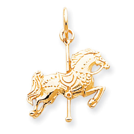 10k Solid Satin Carousel Horse Charm 10C669 - shirin-diamonds