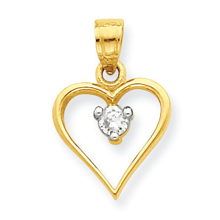 10k CZ Heart Charm 10C922 - shirin-diamonds