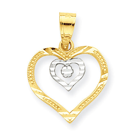 10k & Rhodium Heart Charm 10C933 - shirin-diamonds