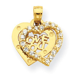 10k Small CZ I Love You Heart Charm 10C948 - shirin-diamonds