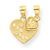 10k Big Sis, Lil Sis Break-apart Heart Charm 10C976 - shirin-diamonds