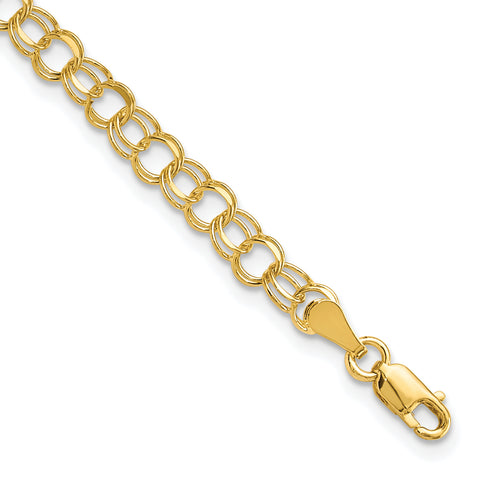 10KY Solid Double Link Charm Bracelet