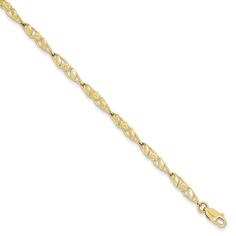 10k Solid Polished Open Back Flower & Leaf Bracelet 10DC17 - shirin-diamonds