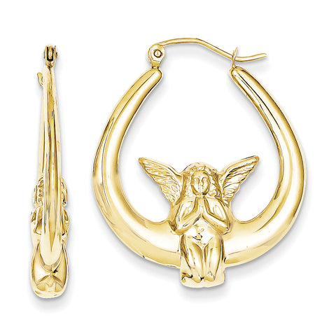 10k Angel Hoop Earrings 10ER140 - shirin-diamonds
