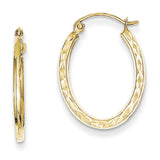 10K Textured Hollow Oval Hoop Earrings 10ER250 - shirin-diamonds