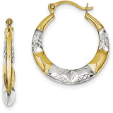 10K & Rhodium Hollow Hoop Earrings 10ER257 - shirin-diamonds