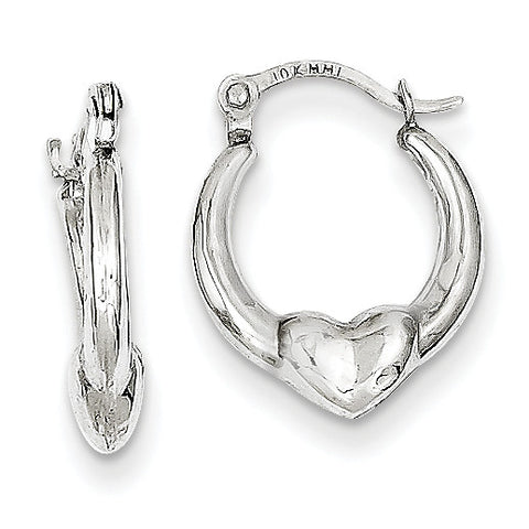 10K White Gold Heart Hollow Hoop Earrings 10ER265 - shirin-diamonds