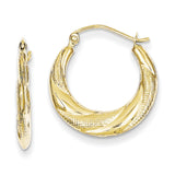 10K Textured Scalloped Hollow Hoop Earrings 10ER269 - shirin-diamonds