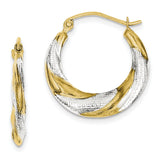 10K & Rhodium Twist Hollow Hoop Earrings 10ER270 - shirin-diamonds
