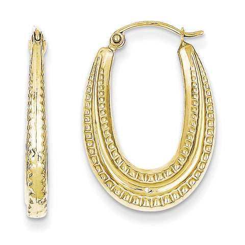 10K Textured Oval Hollow Hoop Earrings 10ER271 - shirin-diamonds