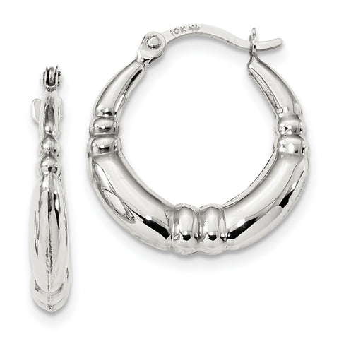 10k White Gold Polished Hoop Earrings 10ER282W - shirin-diamonds
