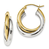 10k Two-tone Polished Double Tube Hoop Earrings 10ER284 - shirin-diamonds