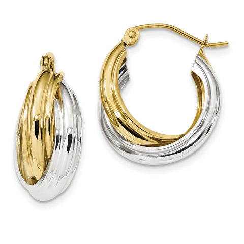 10k Two-tone Polished Double Hoop Earrings 10ER286 - shirin-diamonds