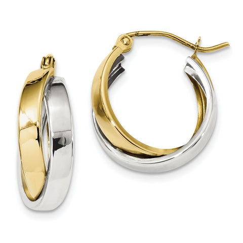 10k Two-tone Polished Double Hoop Earrings 10ER287 - shirin-diamonds