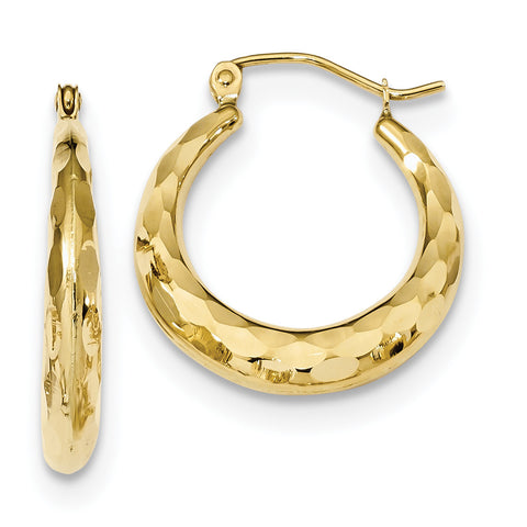 10k Polished & D/C Hoop Earrings 10ER289 - shirin-diamonds