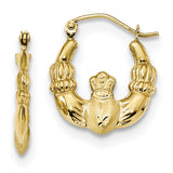 10k Polished & Satin Claddagh Hoop Earrings 10ER293 - shirin-diamonds