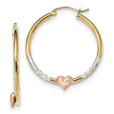 10k Two-tone & White Rhodium D/C Heart Hoop Earrings 10ER306 - shirin-diamonds