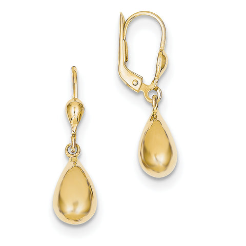 10k Polished Fancy Dangle Leverback Earrings 10H557 - shirin-diamonds