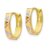 10k Two-tone & White Rhodium Polished & Satin D/C Earrings