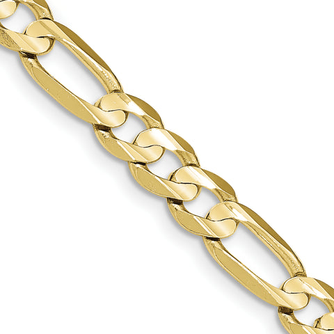 10K Yellow Gold 7.5mm Light Concave Figaro Chain 24 Inch