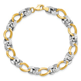 10k Two-tone Polished and Diamond-cut Link Bracelet 7.5 Inch ''Bracelets