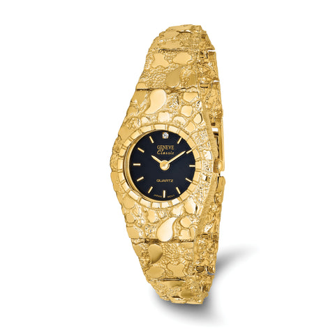 FB Jewels Solid 10k Black 22mm Dial Nugget Watch