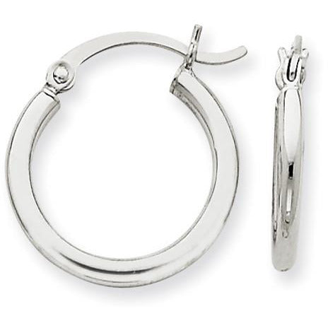 10k White Gold 2mm Round Hoop Earrings 10T1123 - shirin-diamonds