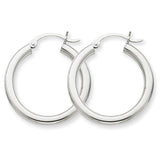 10k White Gold 3mm Round Hoop Earrings 10T850 - shirin-diamonds