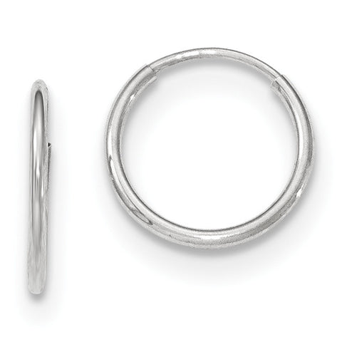 10K White Gold 1.2mm Endless Hoop Earrings 10T973 - shirin-diamonds