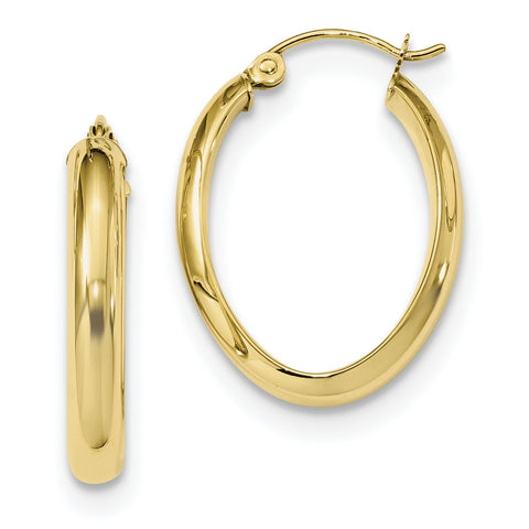 10k Polished 3.5mm Oval Hoop Earrings 10T985 - shirin-diamonds