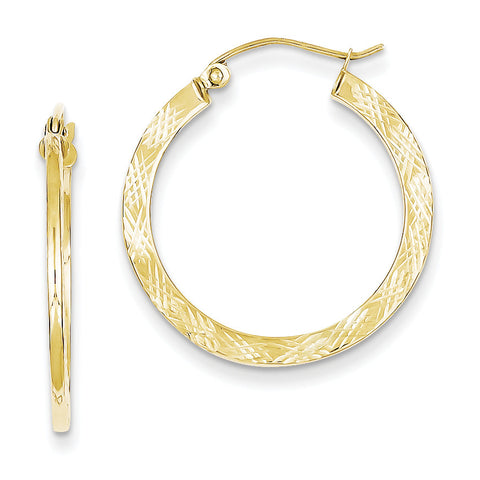 10K Textured Hoop Earrings 10TC312 - shirin-diamonds