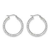10K White Gold Cut 3mm Hoop Earrings 10TC351 - shirin-diamonds