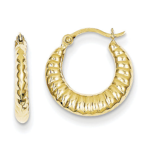 10K Scalloped Hollow Hoop Earrings 10TC359 - shirin-diamonds