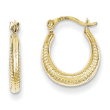 10K Scalloped Textured Hollow Hoop Earrings 10TC360 - shirin-diamonds
