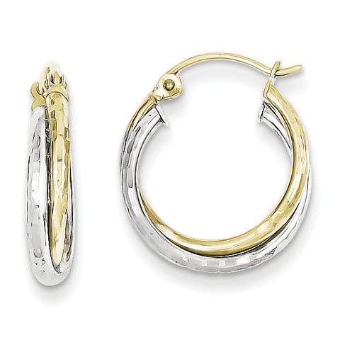 10K Two-tone Twist Hoop Earring 10TC366 - shirin-diamonds
