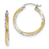 10k & Rhodium Diamond-cut 2.5mm Twisted Hoop Earrings 10TC387 - shirin-diamonds