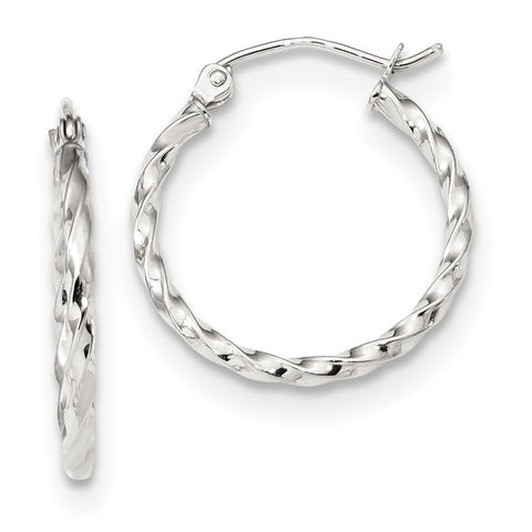10k WG Twist Polished Hoop Earring 10TC390W - shirin-diamonds
