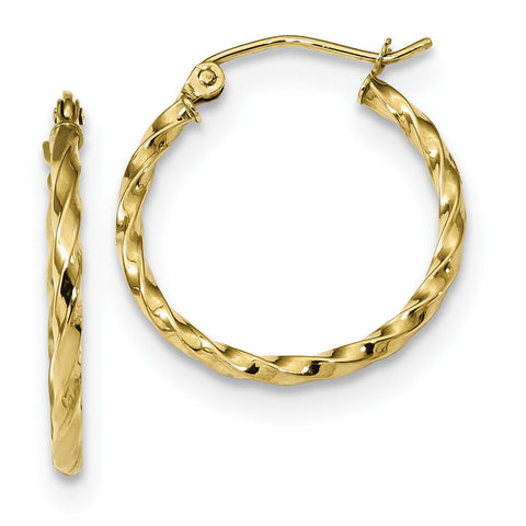 10k Twist Polished Hoop Earring 10TC390 - shirin-diamonds