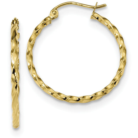 10k Twist Polished Hoop Earring 10TC391 - shirin-diamonds