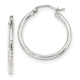 10k White Gold Diamond-cut 2mm Round Tube Hoop Earrings 10TC393W - shirin-diamonds
