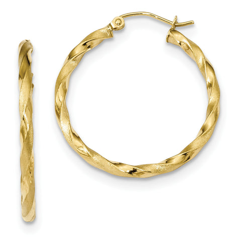 10k Polished & Satin Twisted Hoop Earrings 10TC402 - shirin-diamonds
