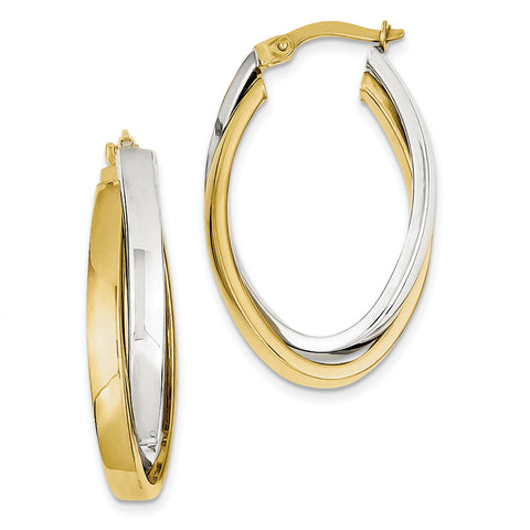 10k Two-tone Oval Hoop Earrings 10TM658 - shirin-diamonds